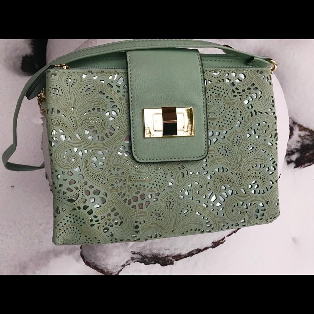 Mint green vegan leather crossbody bag beautiful